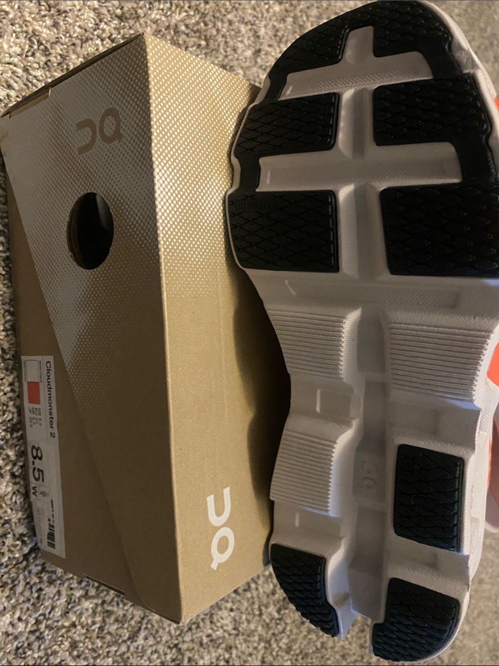 BNIB OnCloud Cloudmonster 2 White and Orange Sneaker - Picture 3 of 5